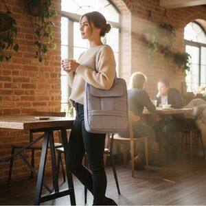 Elegant Light Blue Laptop and Tablet bag with Long Handles